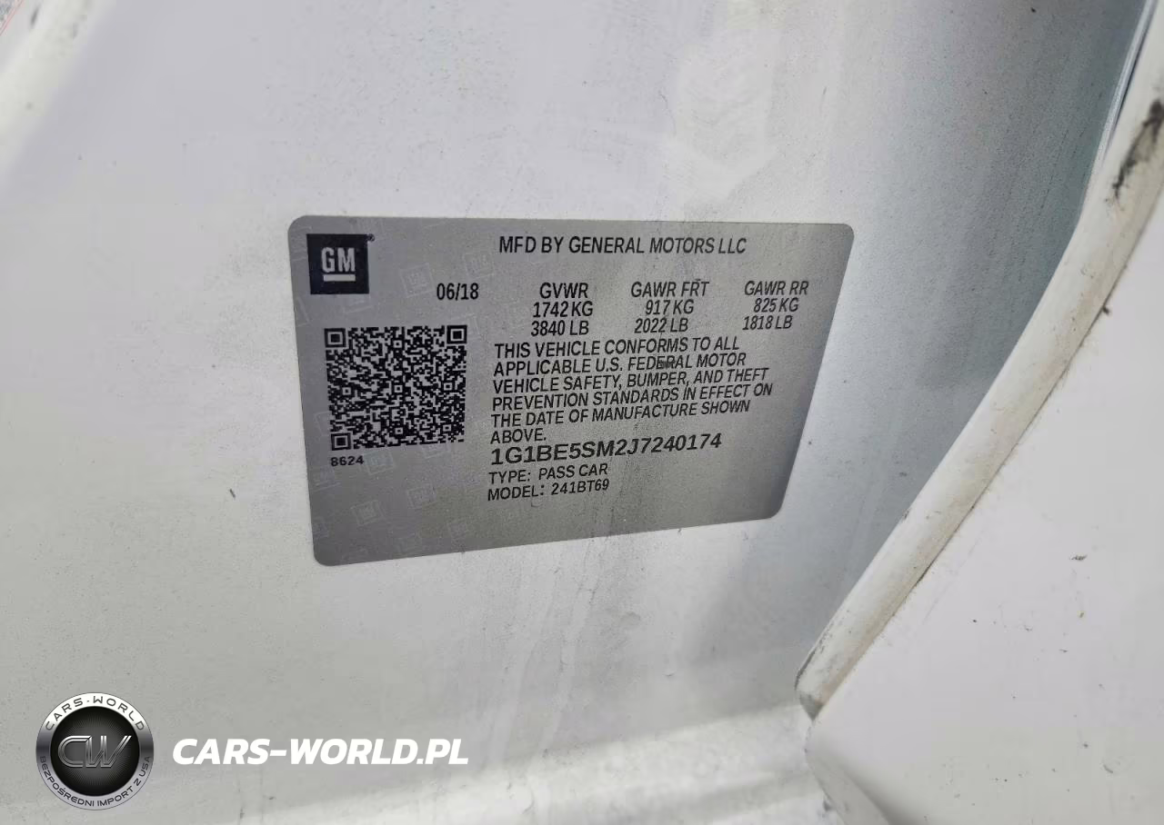 2018 Chevrolet Cruze Lt VIN:1G1BE5SM2J7240174 - 12