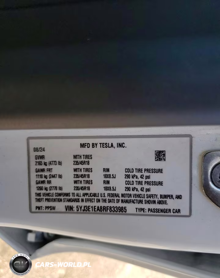 2024 Tesla Model 3 VIN:5YJ3E1EA8RF833985 - 12
