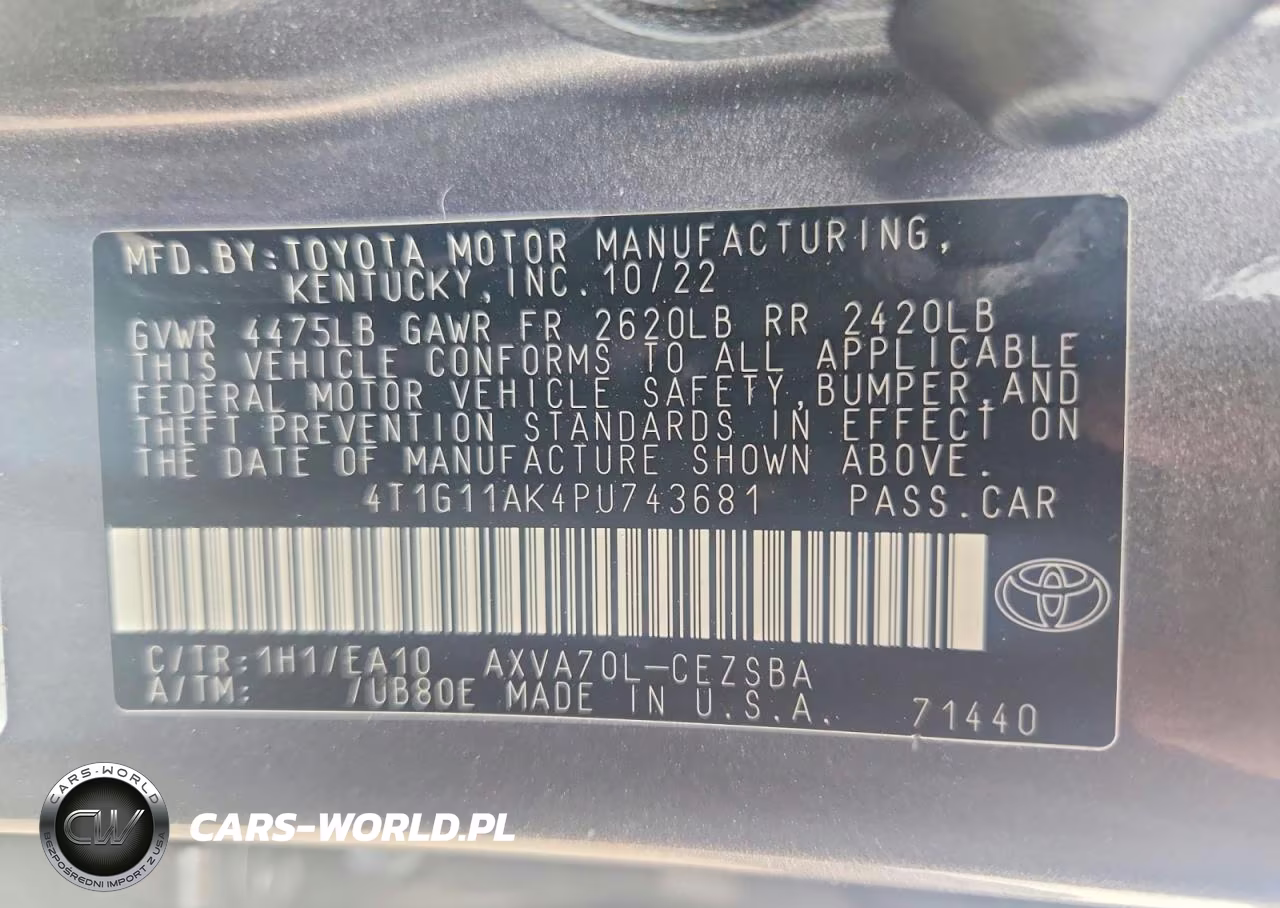 2023 Toyota Camry Se VIN:4T1G11AK4PU743681 - 12
