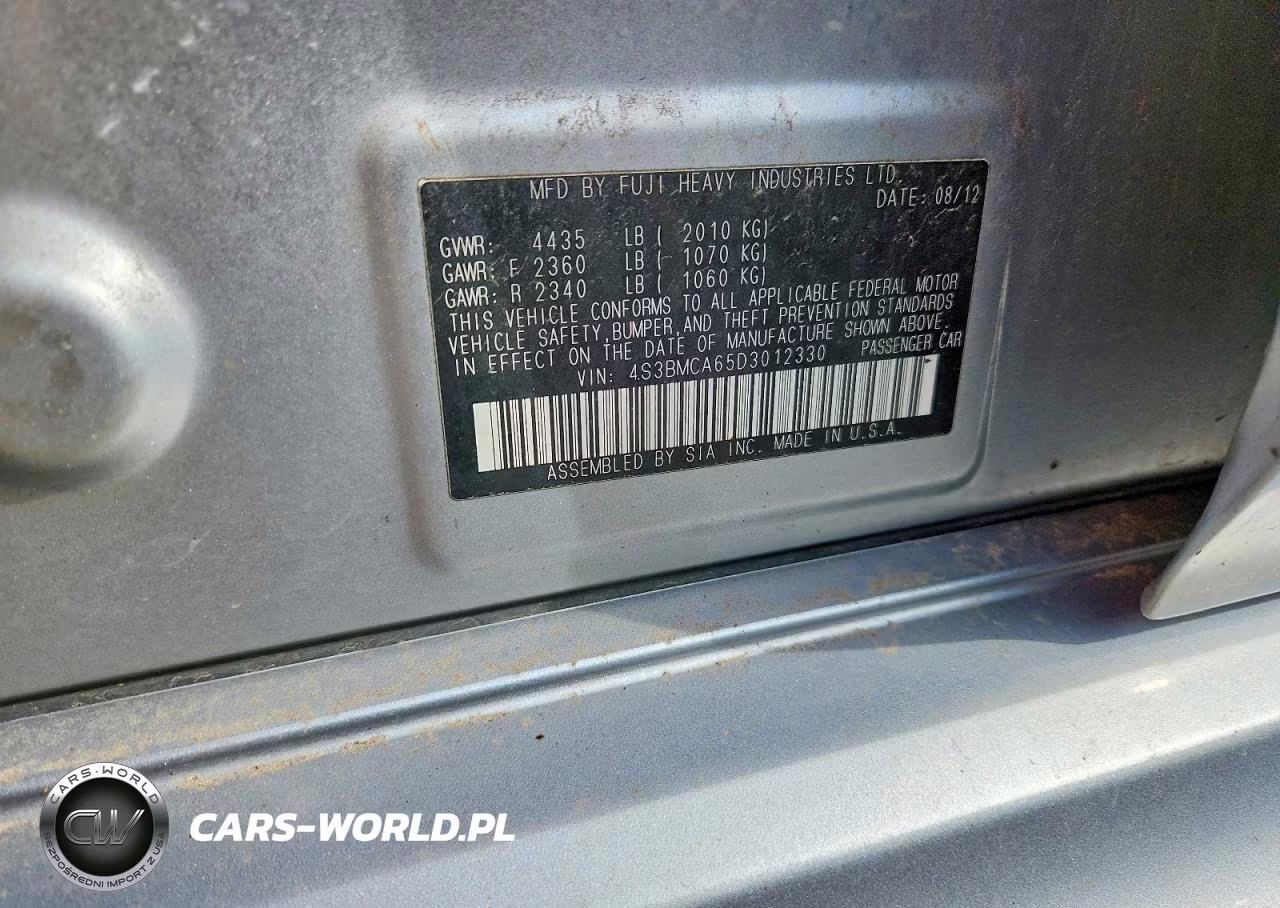 2013 Subaru Legacy 2.5I VIN:4S3BMCA65D3012330 - 13