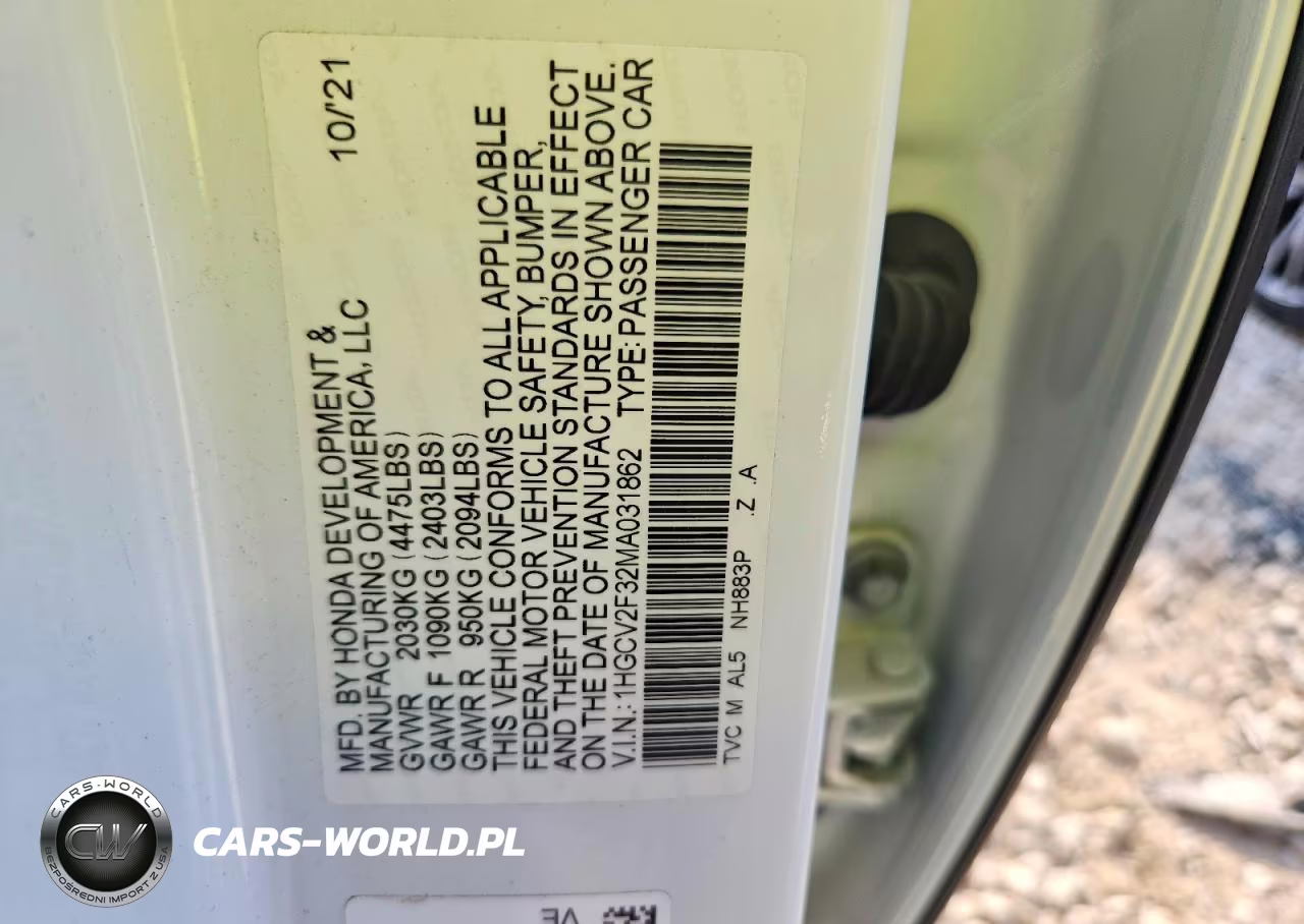 2021 Honda Accord Sport VIN:1HGCV2F32MA031862 - 13