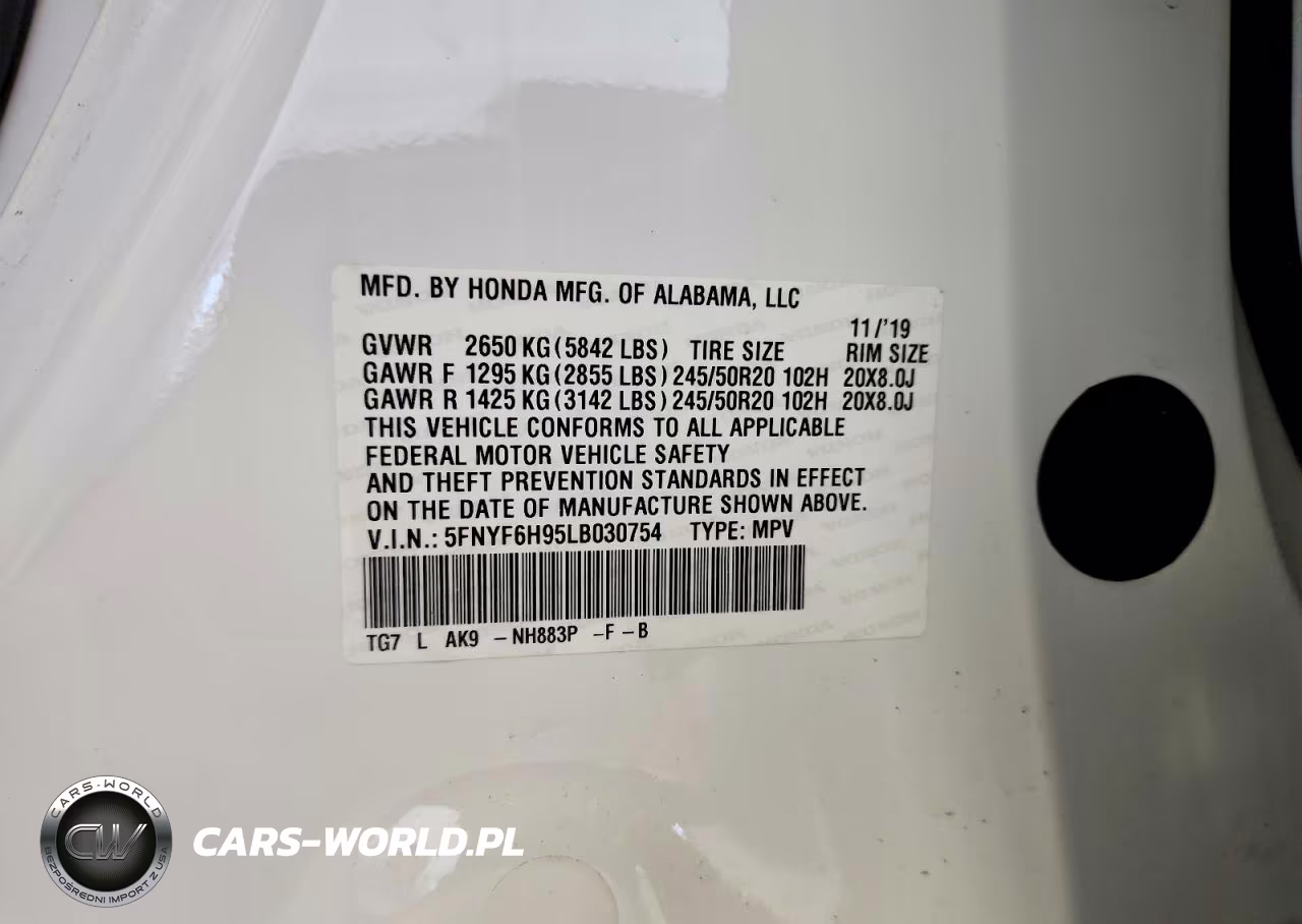 2020 Honda Pilot Touring VIN:5FNYF6H95LB030754 - 14