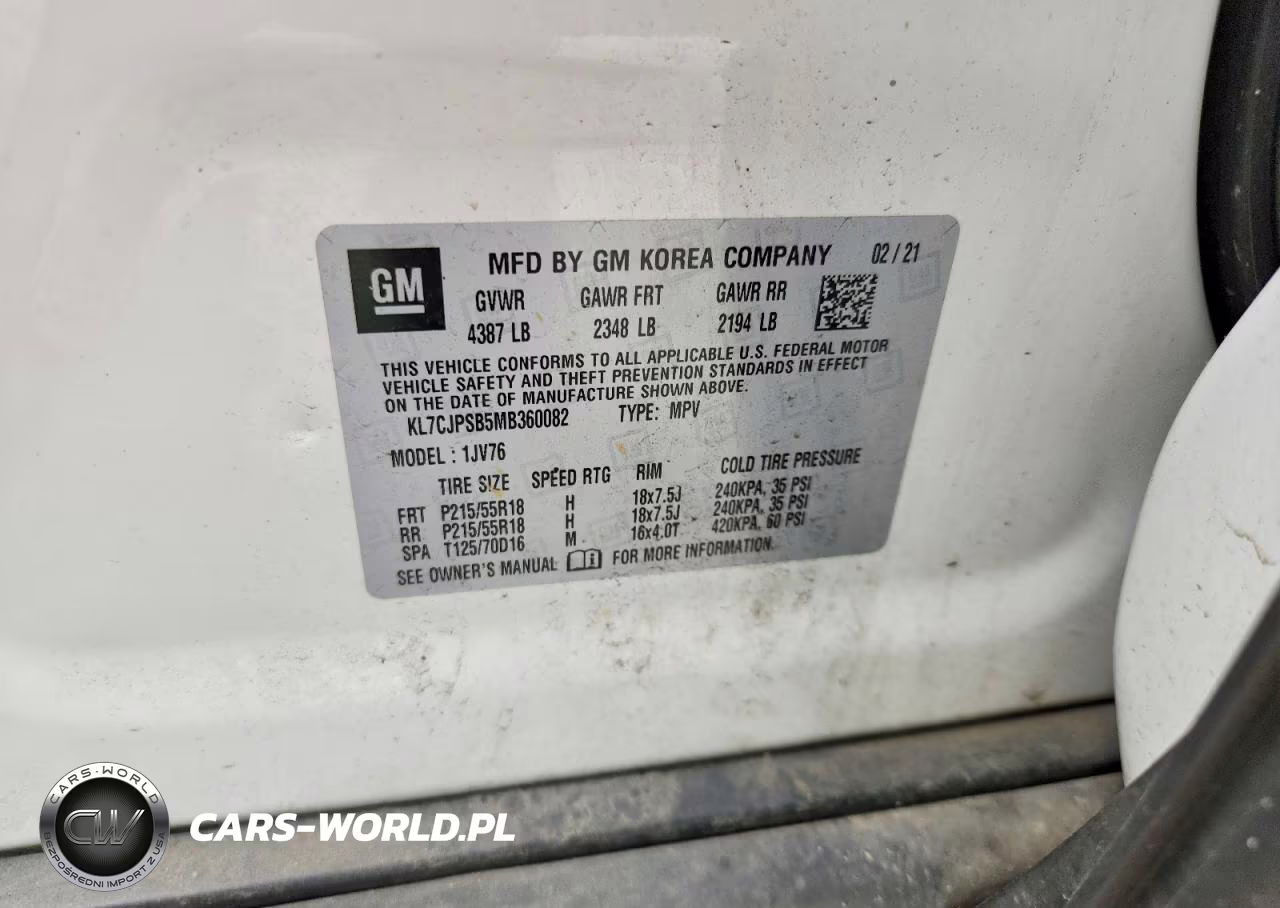 2021 Chevrolet Trax 1Lt VIN:KL7CJPSB5MB360082 - 12