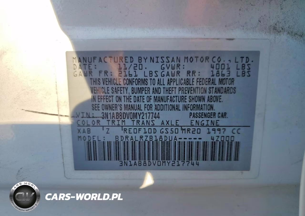 2021 Nissan Sentra Sr VIN:3N1AB8DV0MY217744 - 12