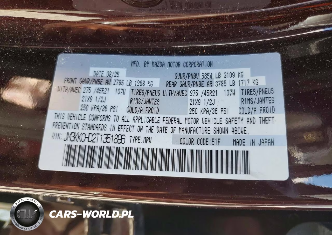 2026 Mazda Cx-90 Premium Sport VIN:JM3KKCHD2T1351896 - 13