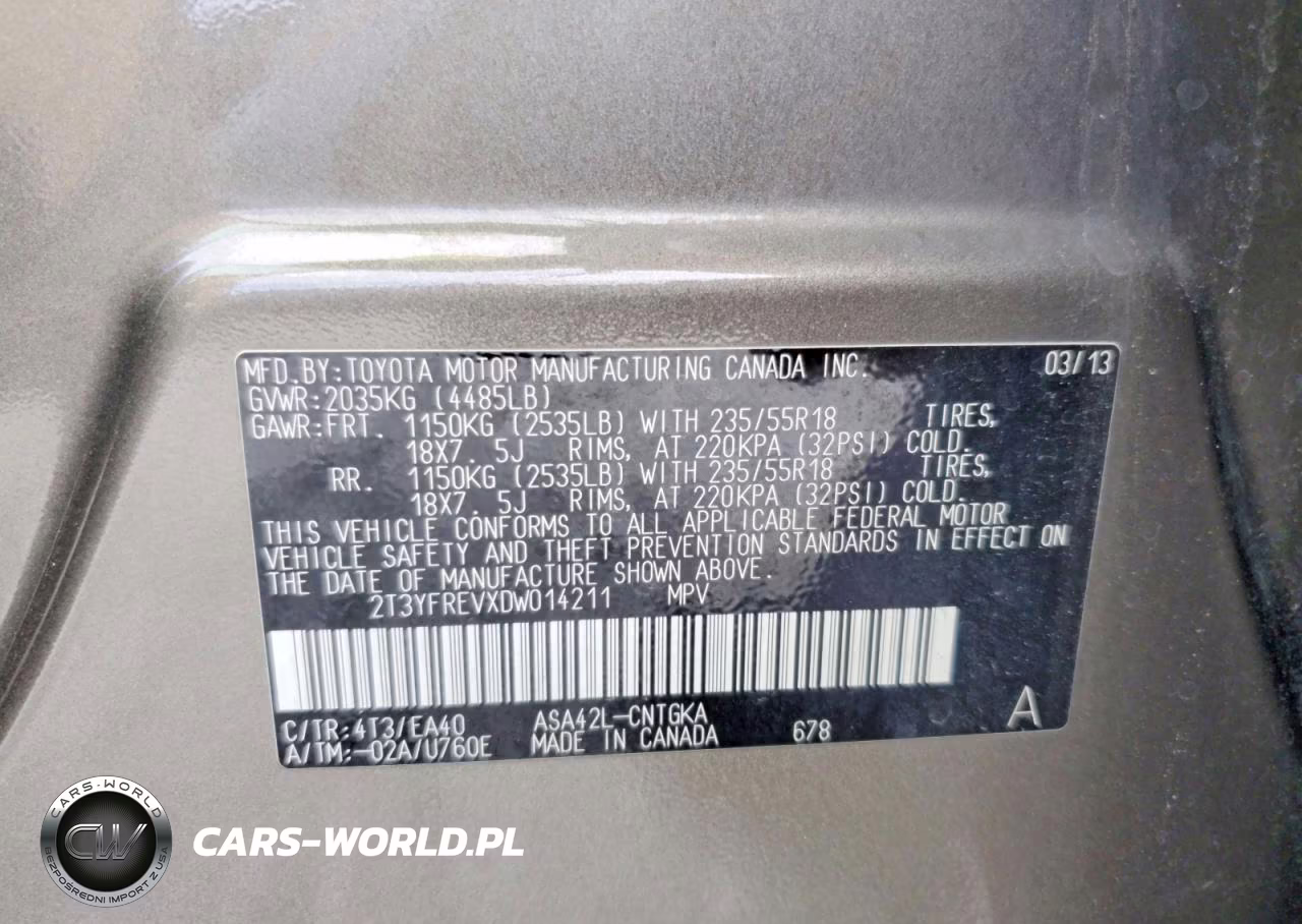 2013 Toyota Rav4 Limited VIN:2T3YFREVXDW014211 - 13