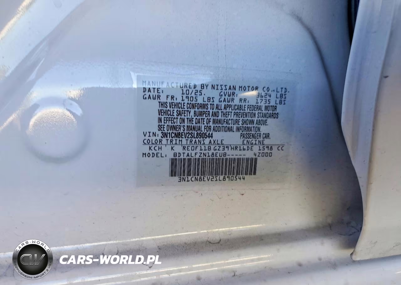 2025 Nissan Versa Sv VIN:3N1CN8EV2SL890544 - 12