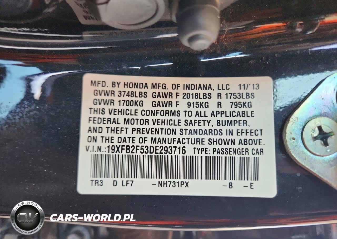 2013 Honda Civic Lx VIN:19XFB2F53DE293716 - 12