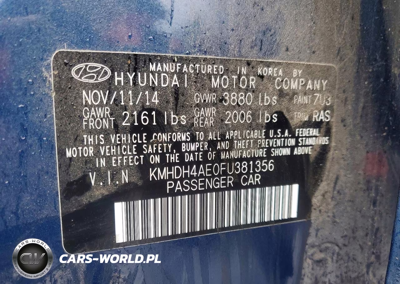 2015 Hyundai Elantra Limited VIN:KMHDH4AE0FU381356 - 12