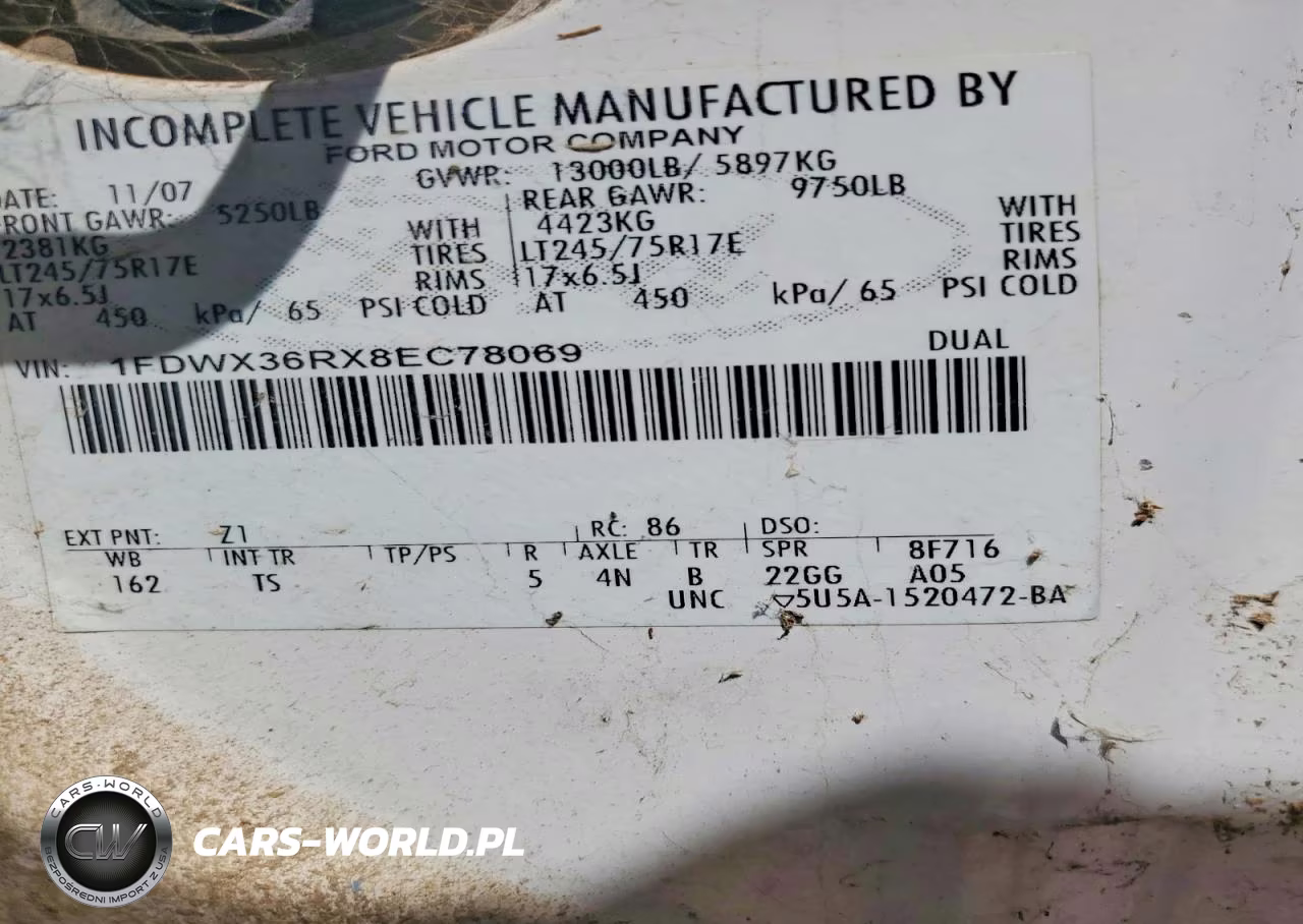 2008 Ford F350 Super Duty VIN:1FDWX36RX8EC78069 - 12