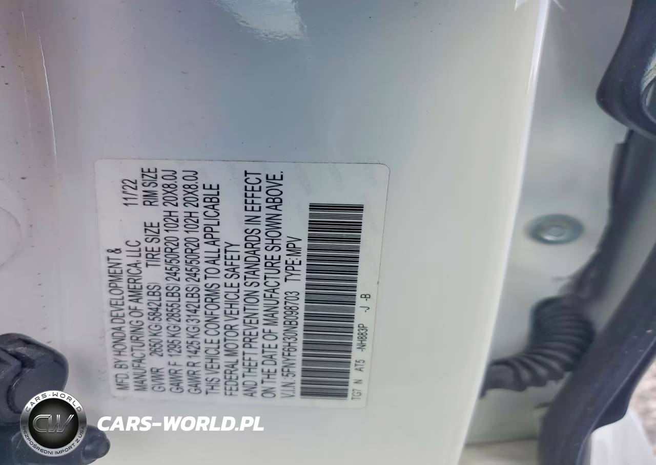 2022 Honda Pilot Sport VIN:5FNYF6H30NB098703 - 13