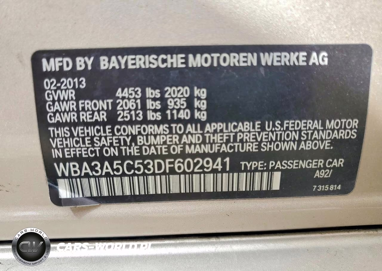2013 BMW 328 I VIN:WBA3A5C53DF602941 - 12
