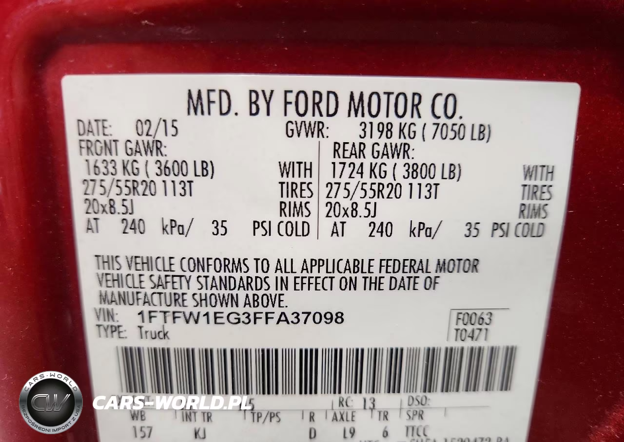 2015 Ford F150 Supercrew VIN:1FTFW1EG3FFA37098 - 12