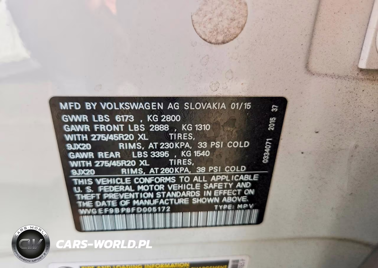 2015 Volkswagen Touareg V6 VIN:WVGEF9BP8FD005172 - 13
