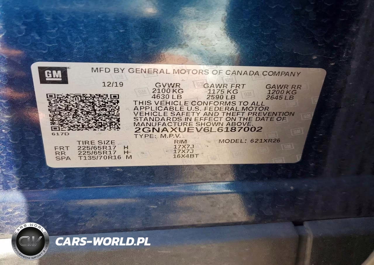 2020 Chevrolet Equinox Lt VIN:2GNAXUEV6L6187002 - 14