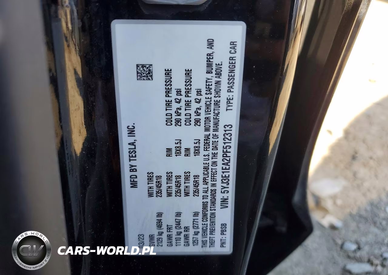 2023 Tesla Model 3 VIN:5YJ3E1EA2PF512313 - 12