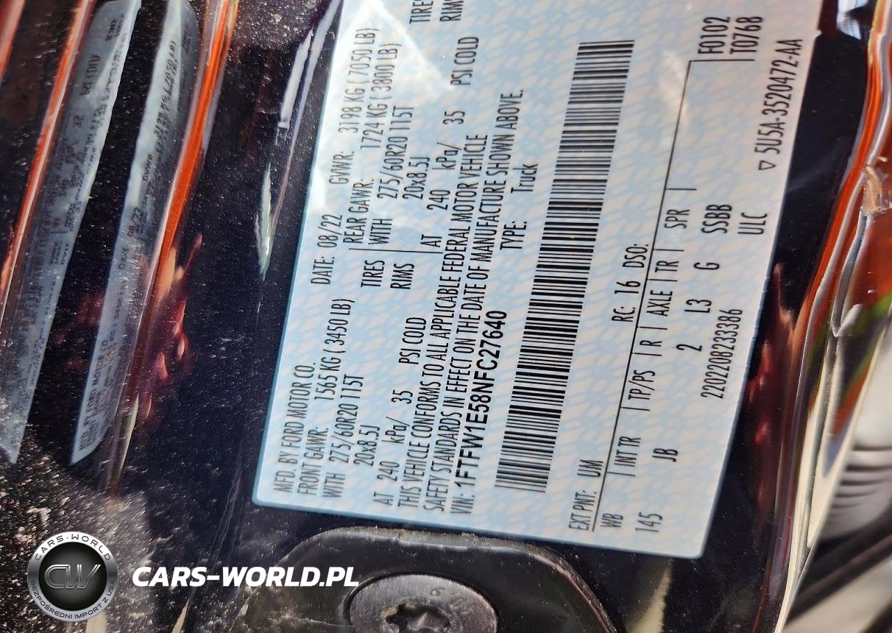 2022 Ford F150 Supercrew VIN:1FTFW1E58NFC27640 - 12