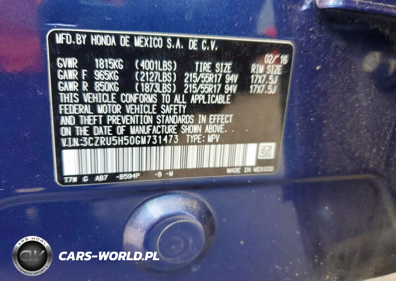 2016 Honda Hr-V Ex VIN:3CZRU5H50GM731473 - 13