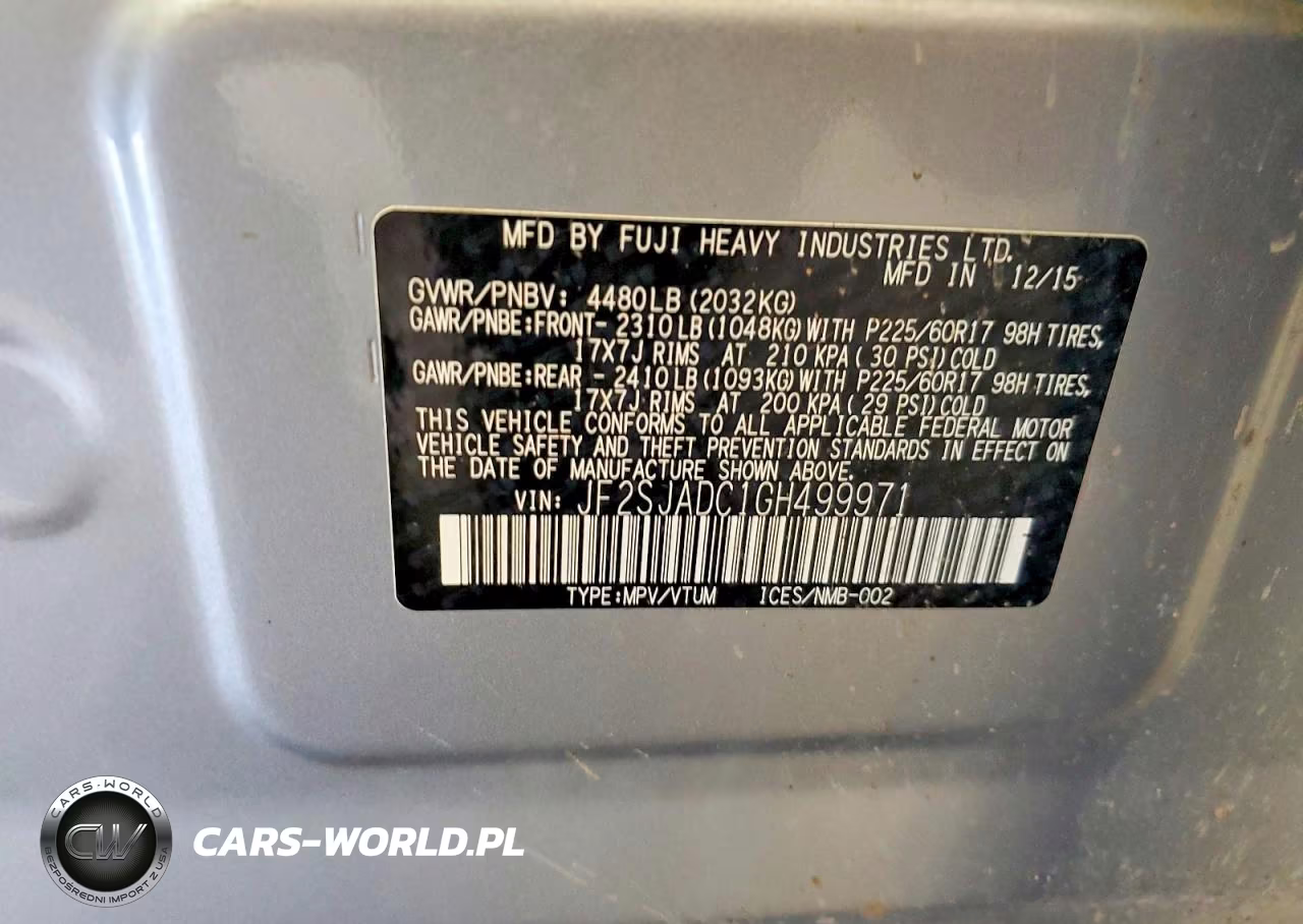 2016 Subaru Forester 2.5I Premium VIN:JF2SJADC1GH499971 - 13