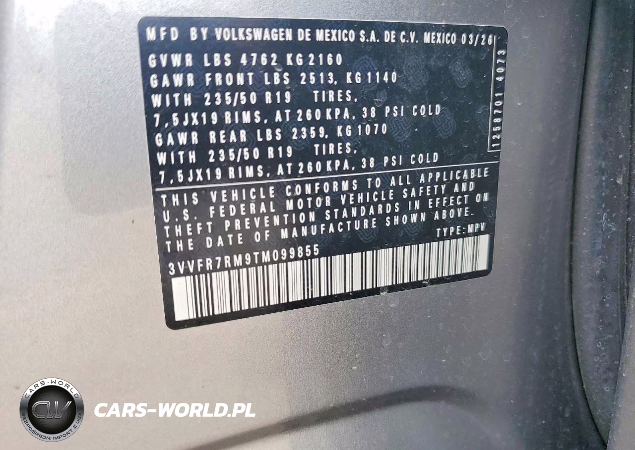 2026 Volkswagen Tiguan Se VIN:3VVFR7RM9TM099855 - 13