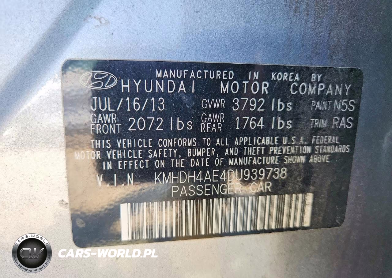 2013 Hyundai Elantra Gls VIN:KMHDH4AE4DU939738 - 12