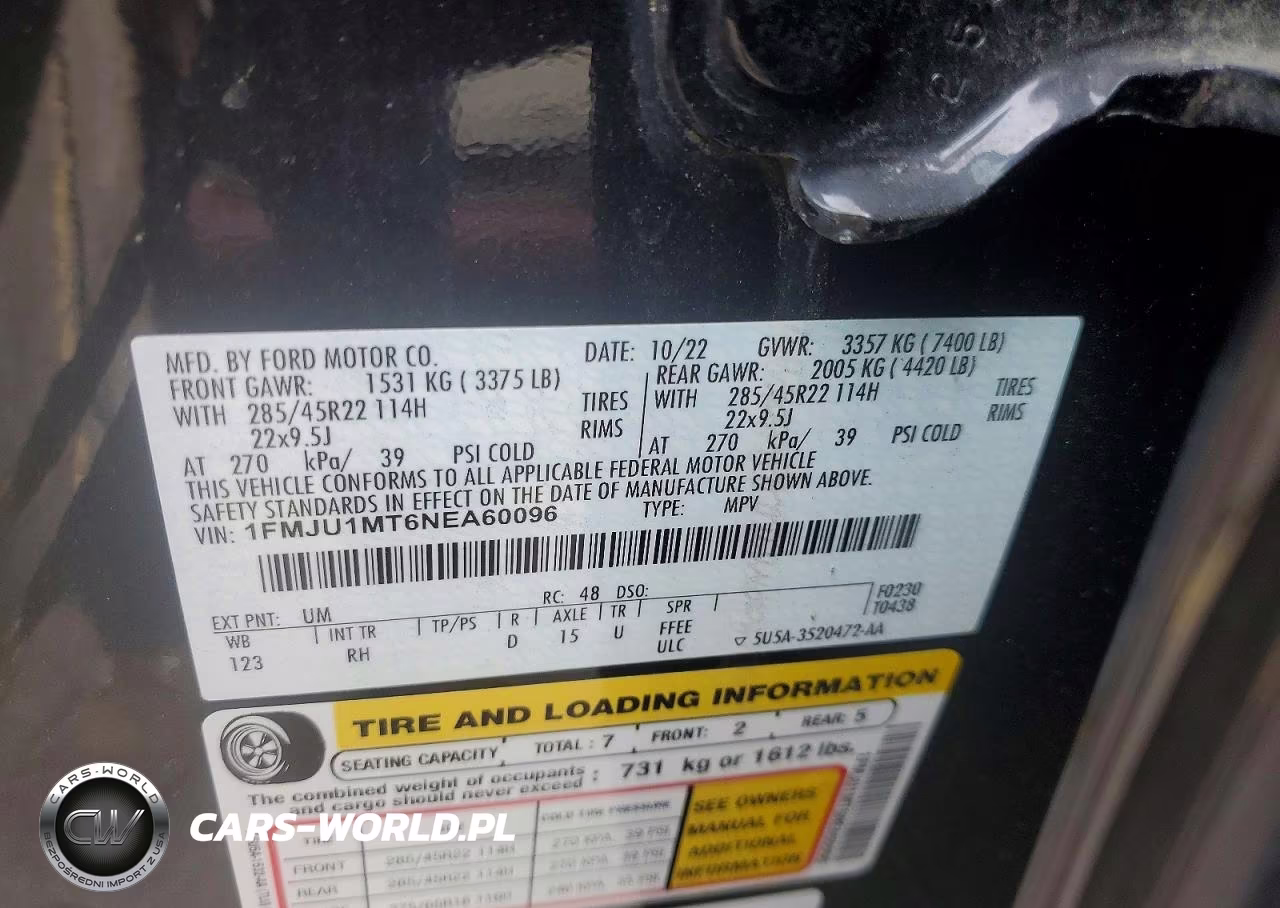 2022 Ford Expedition Platinum VIN:1FMJU1MT6NEA60096 - 13