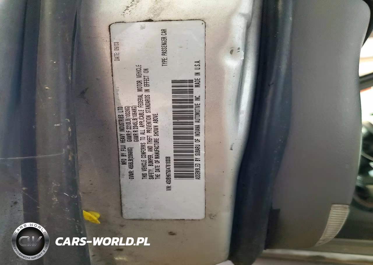 2004 Subaru Legacy Outback Awp VIN:4S3BH675047618308 - 12