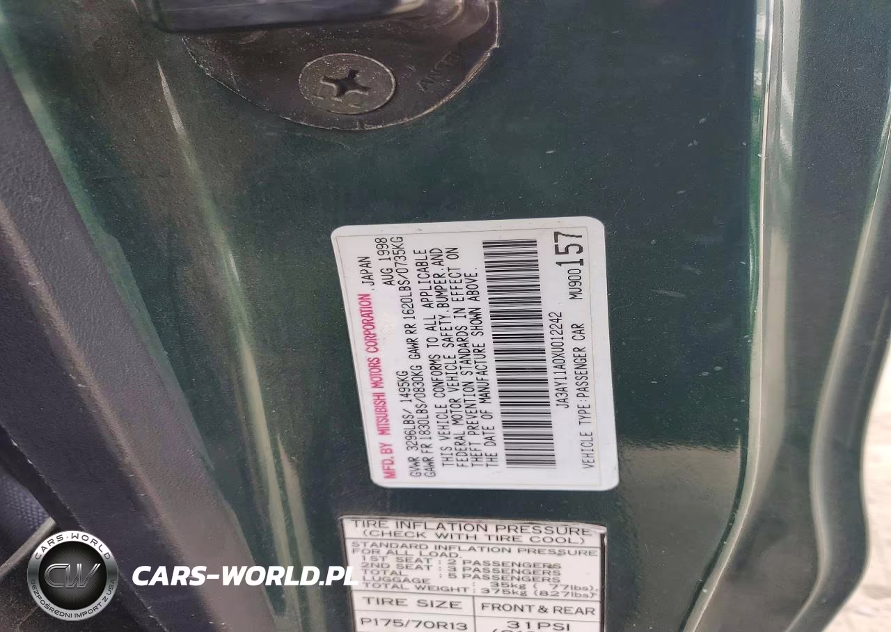 1999 Mitsubishi Mirage De VIN:JA3AY11A0XU012242 - 12