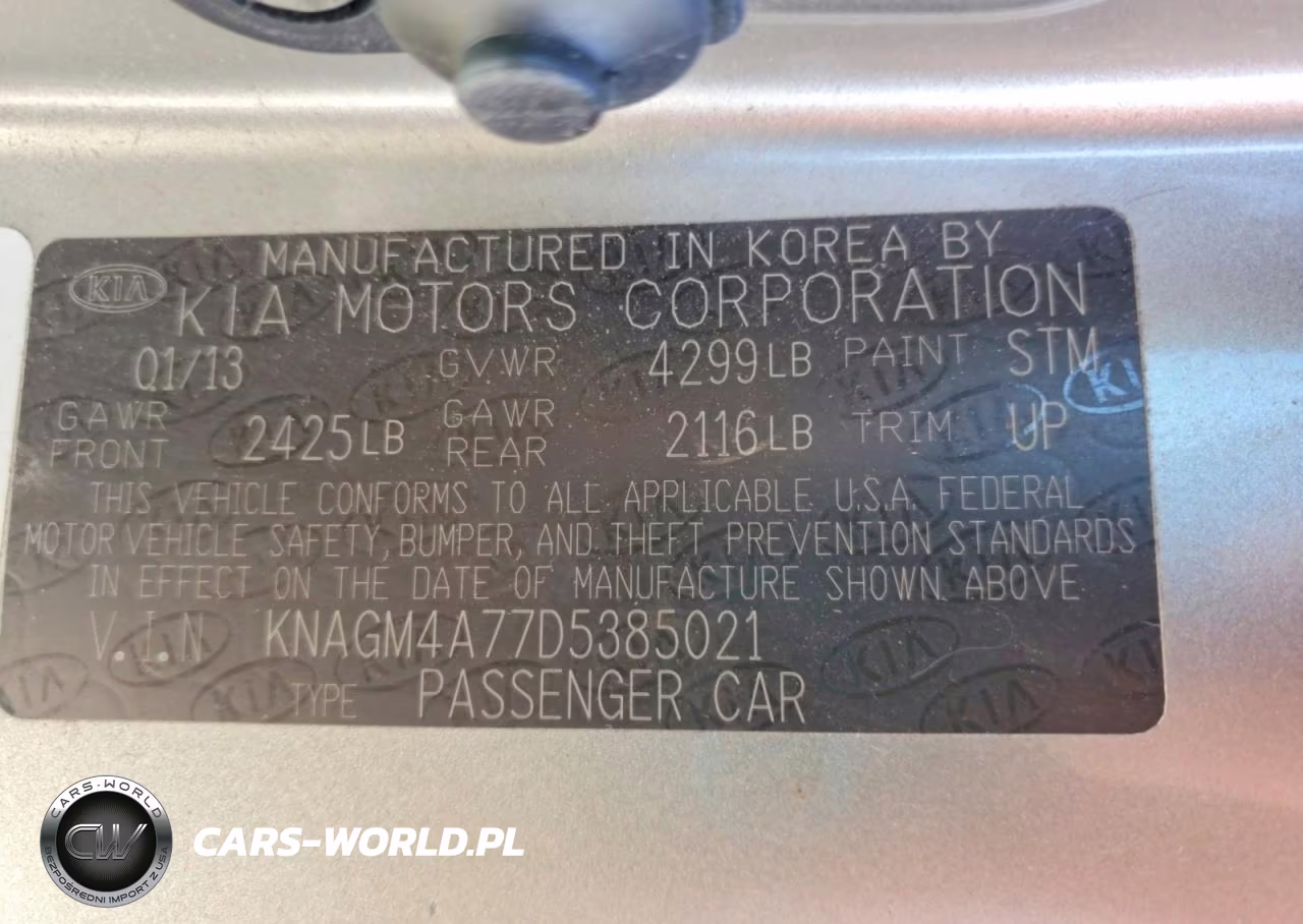 2013 Kia Optima Lx VIN:KNAGM4A77D5385021 - 12