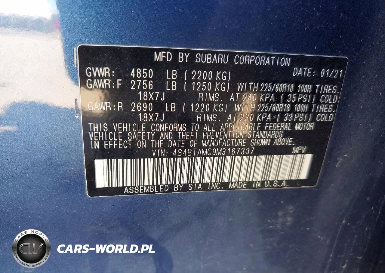 2021 Subaru Outback Limited VIN:4S4BTAMC9M3167337 - 12