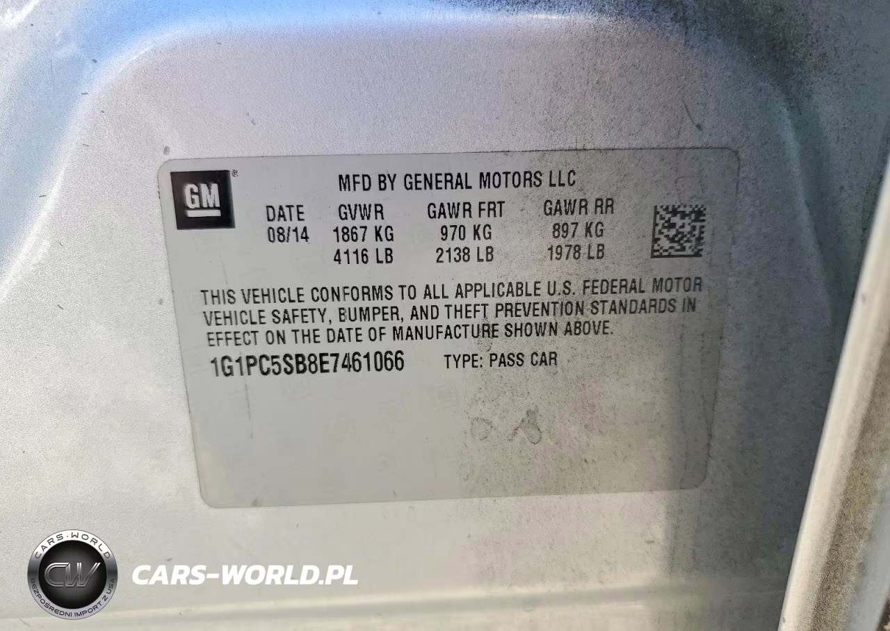 2014 Chevrolet Cruze Lt VIN:1G1PC5SB8E7461066 - 12