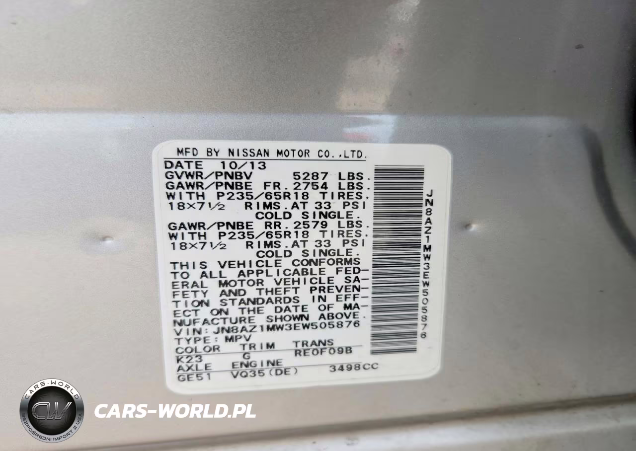 2014 Nissan Murano Sl VIN:JN8AZ1MW3EW505876 - 12