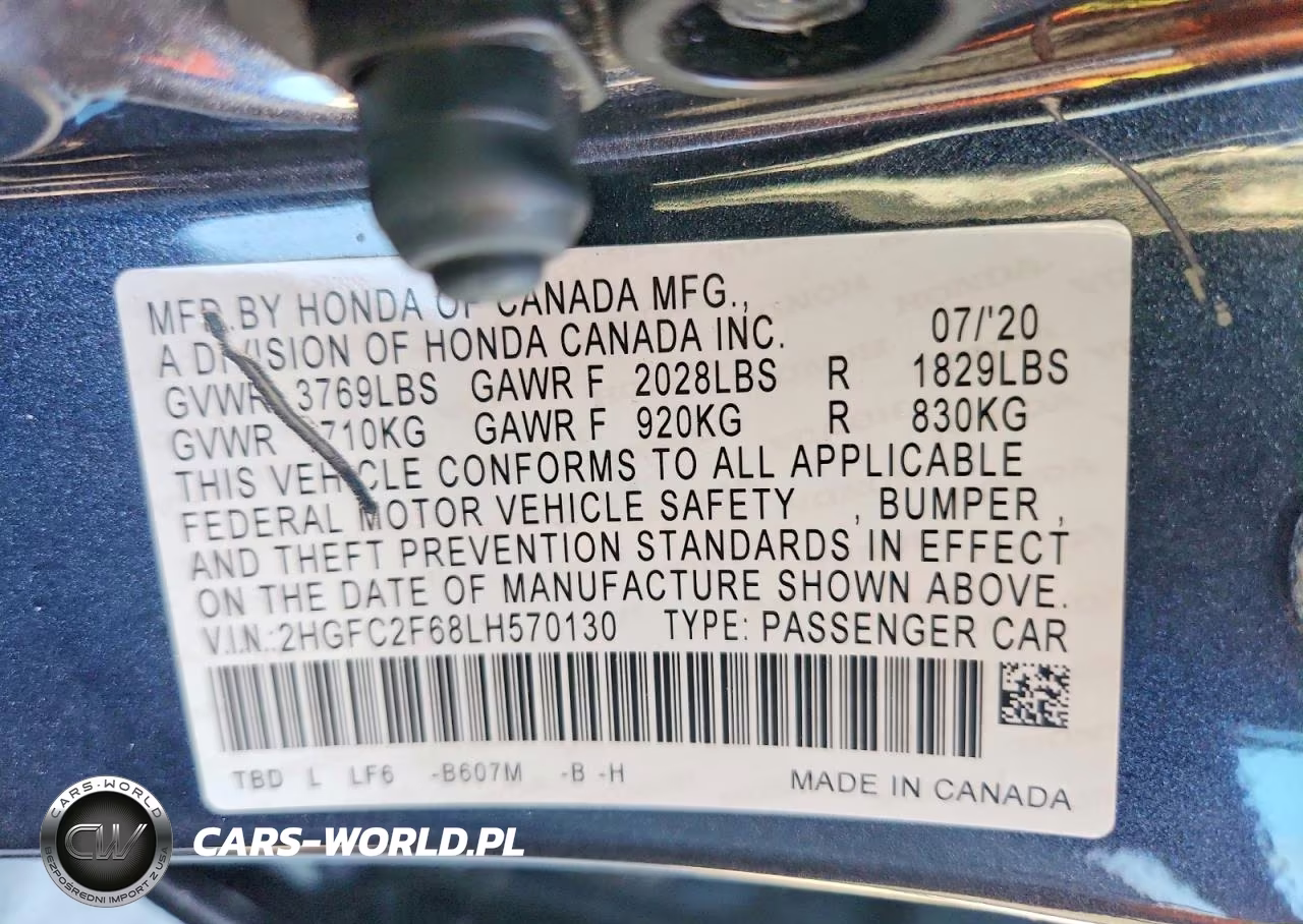 2020 Honda Civic Lx VIN:2HGFC2F68LH570130 - 12
