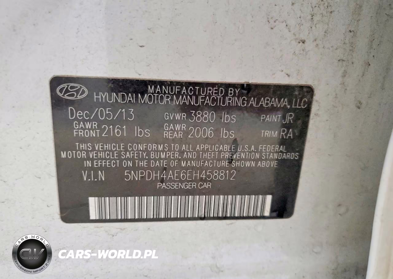 2014 Hyundai Elantra Se VIN:5NPDH4AE6EH458812 - 12