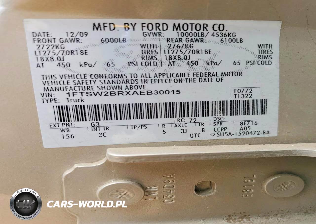FORD F250 SUPER VIN:1FTSW2BRXAEB30015 - 13