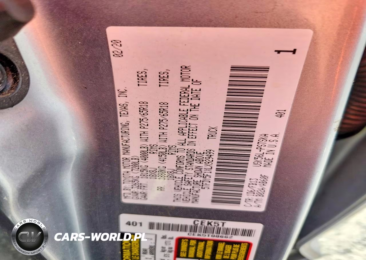 2020 Toyota Tundra Sr5 VIN:5TFDY5F1XLX929499 - 12