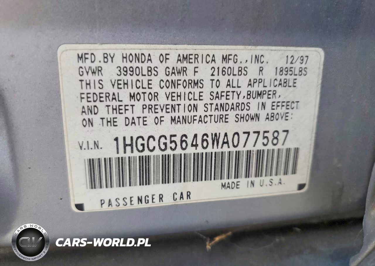 1998 Honda Accord Lx VIN:1HGCG5646WA077587 - 12
