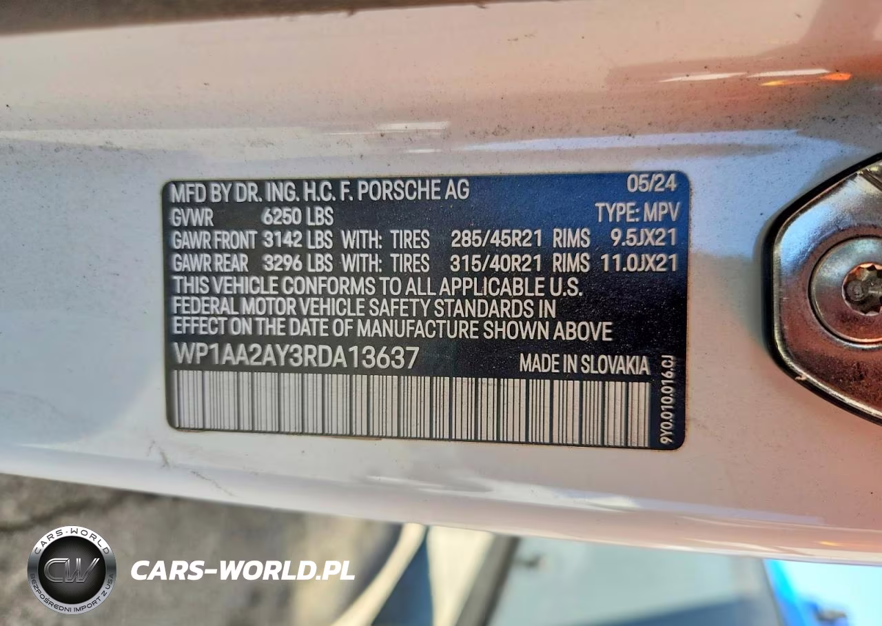 2024 Porsche Cayenne VIN:WP1AA2AY3RDA13637 - 13