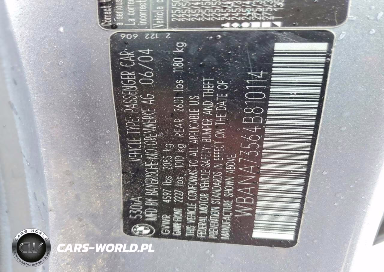 2004 BMW 530 I VIN:WBANA73564B810114 - 12