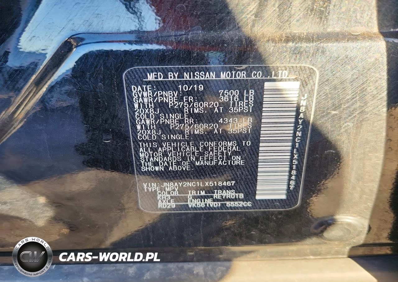 2020 Nissan Armada Sl VIN:JN8AY2NC1LX518467 - 14