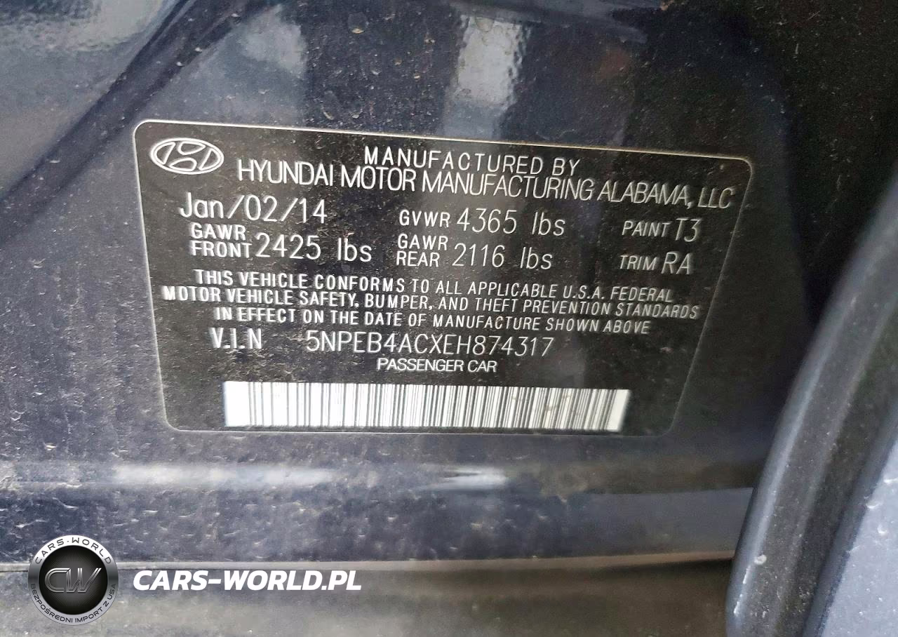 2014 Hyundai Sonata Gls VIN:5NPEB4ACXEH874317 - 12