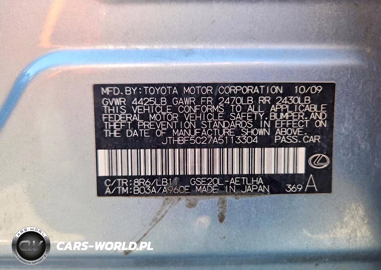 2010 Lexus Is 250 Base VIN:JTHBF5C27A5113304 - 12