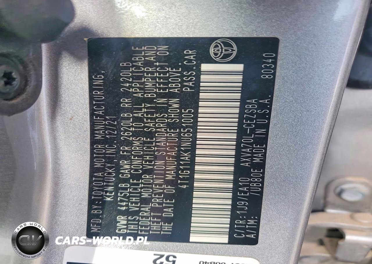 2022 Toyota Camry Se VIN:4T1G11AK1NU651005 - 12