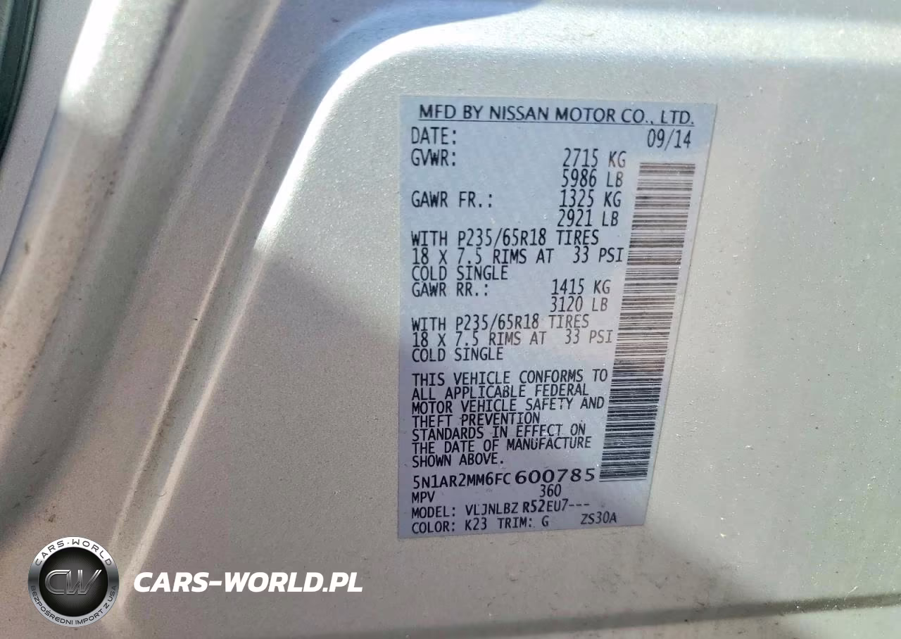 2015 Nissan Pathfinder S VIN:5N1AR2MM6FC600785 - 13