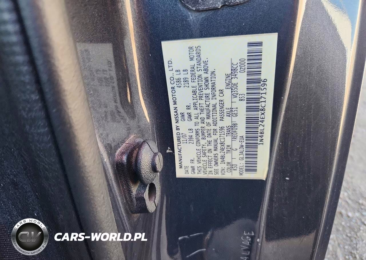 2008 Nissan Altima 3.5 Se VIN:1N4BL24EX8C171596 - 12