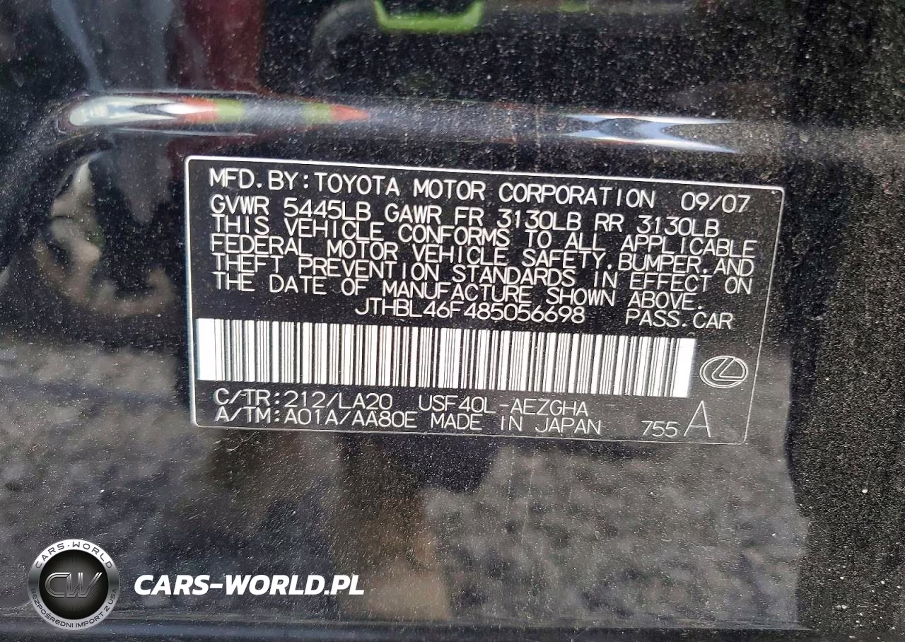 2008 Lexus Ls 460 VIN:JTHBL46F485056698 - 12
