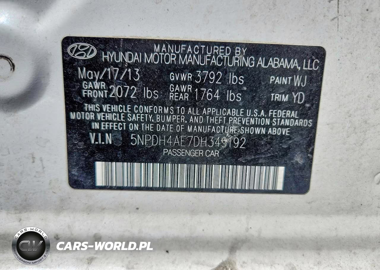 2013 Hyundai Elantra Gls VIN:5NPDH4AE7DH349192 - 12