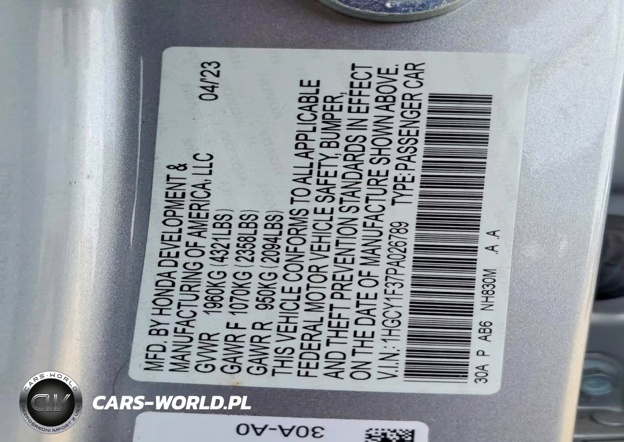 2023 Honda Accord Lx VIN:1HGCY1F37PA026789 - 12