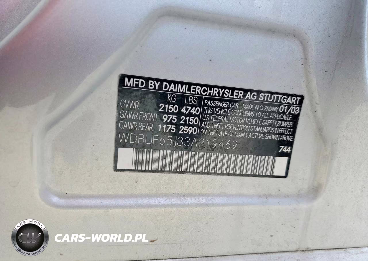 2003 Mercedes-Benz E 320 VIN:WDBUF65J33A219469 - 12