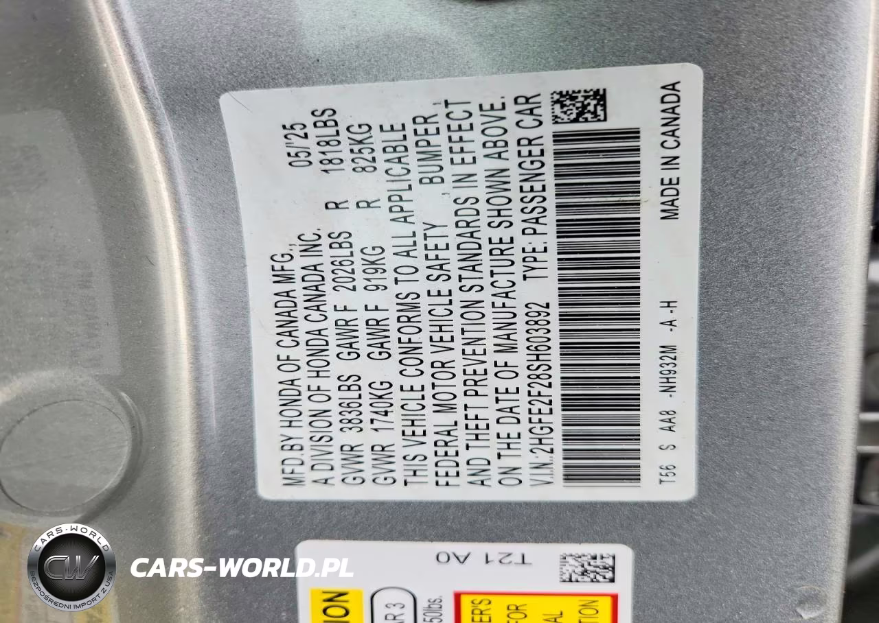 2025 Honda Civic Lx VIN:2HGFE2F28SH603892 - 12